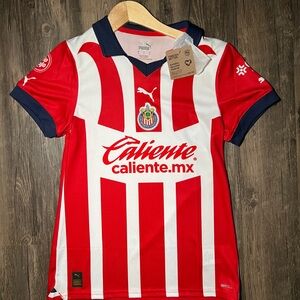 Puma Kids Red and White Soccer Jersey